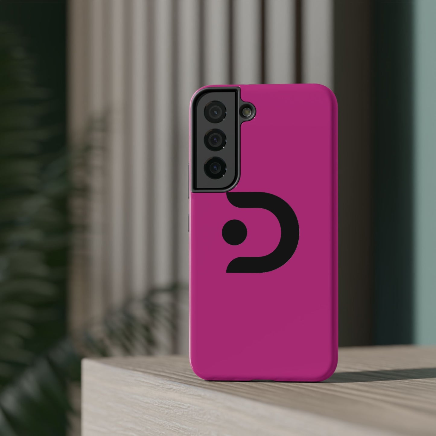 Impact-Resistant Phone Case — Magenta with Bold Minimal Logo