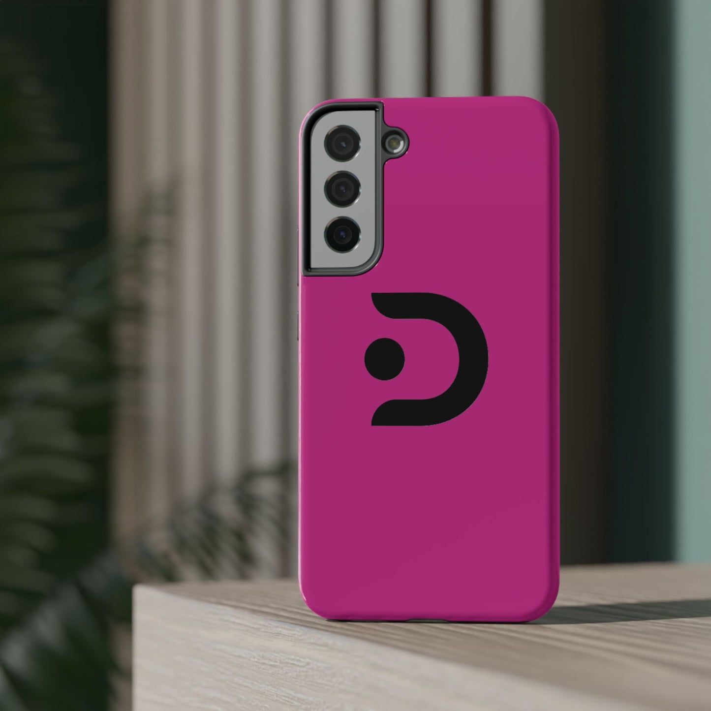 Impact-Resistant Phone Case — Magenta with Bold Minimal Logo